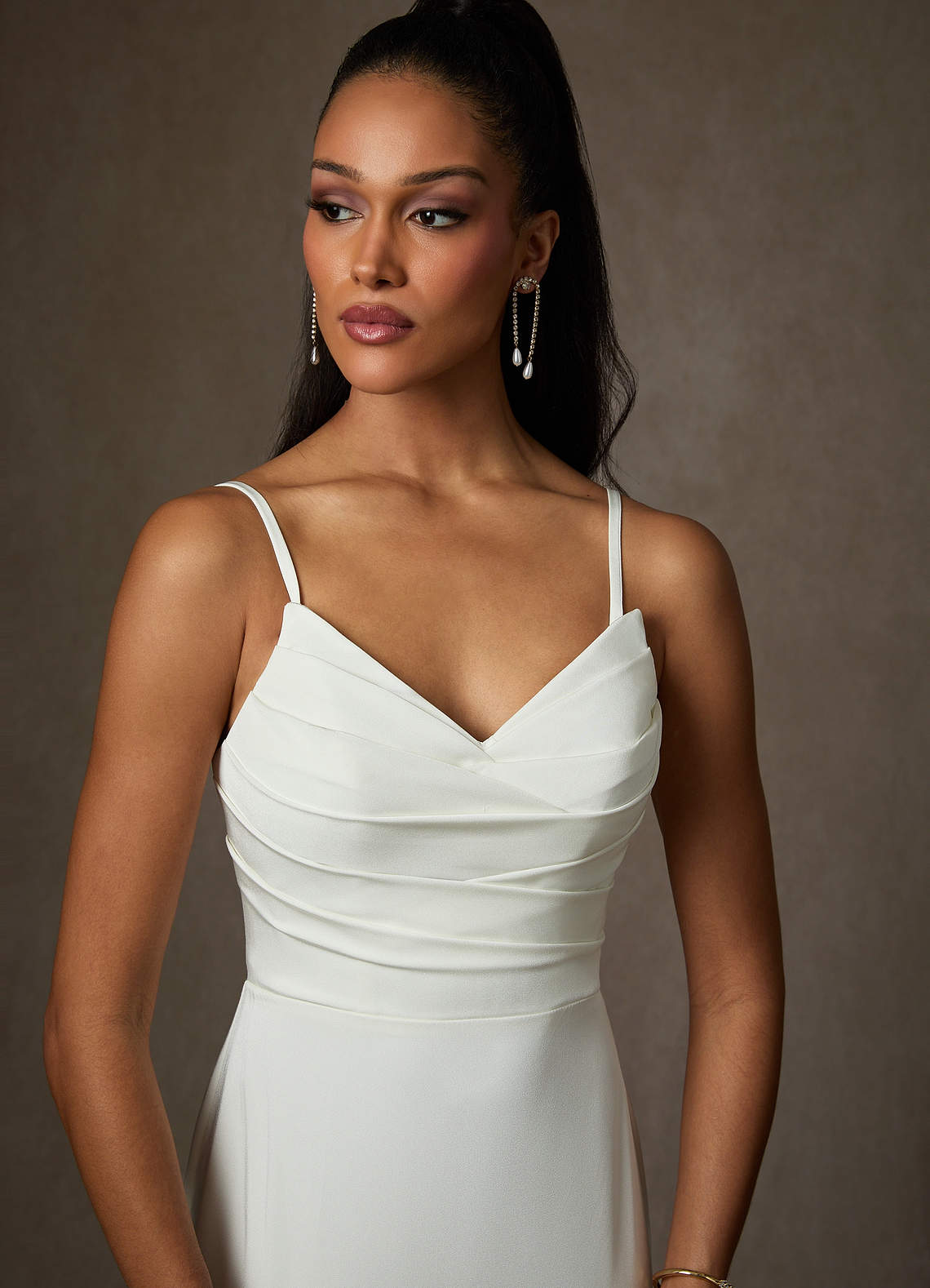 Diamond White Mermaid Crepe Back Satin Dress