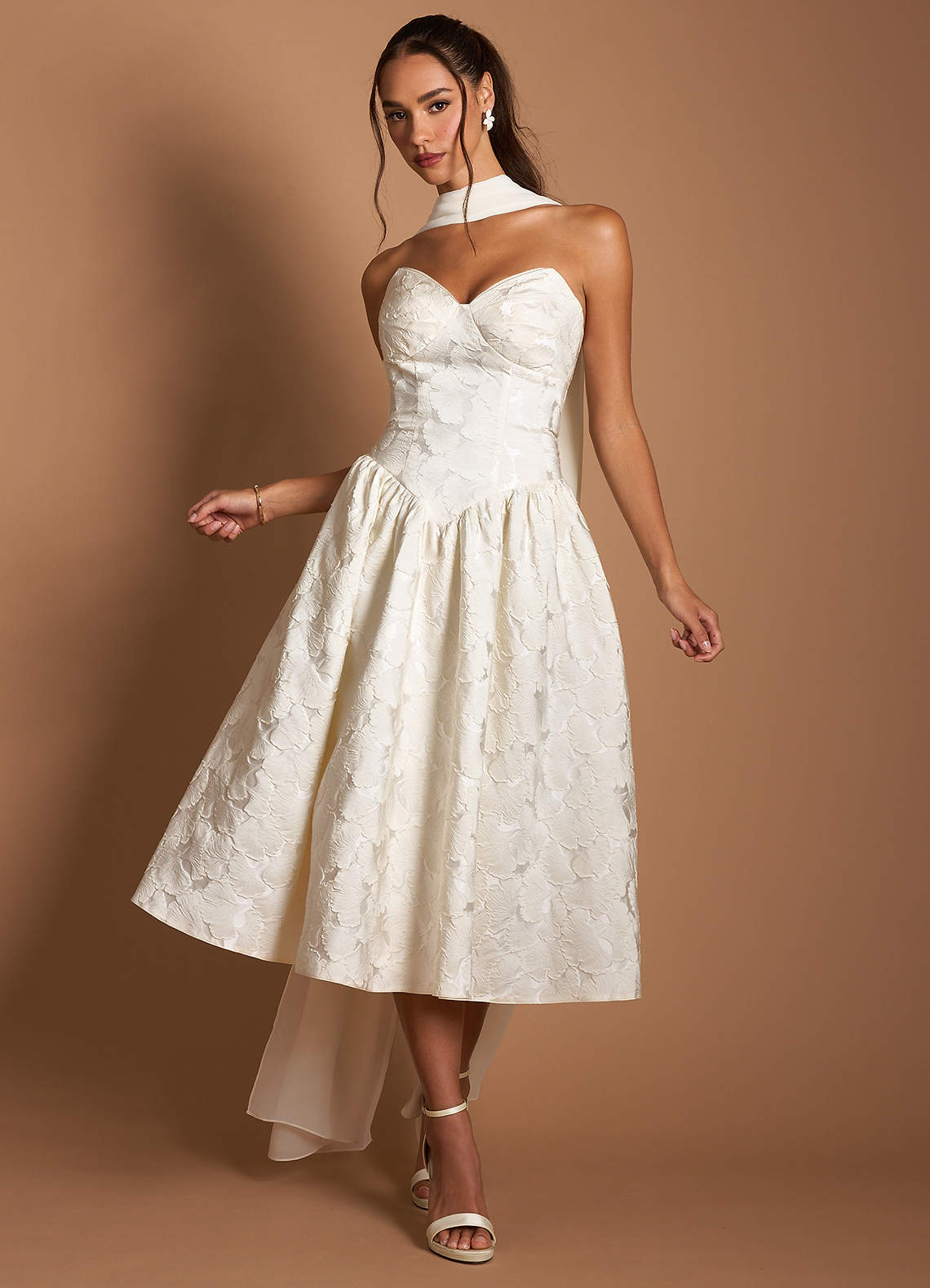 Astra French White Midi Dress  Dress