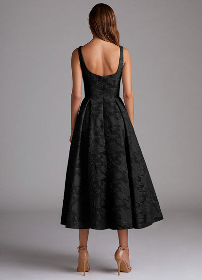 Amalie Black A-Line Midi Dress