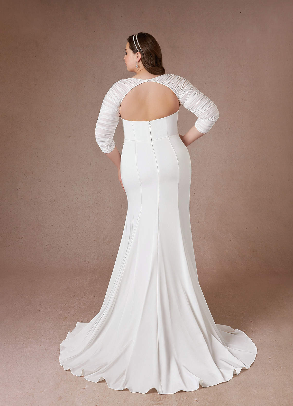 Diamond White Mermaid Strapless Crepe Back Satin Dress