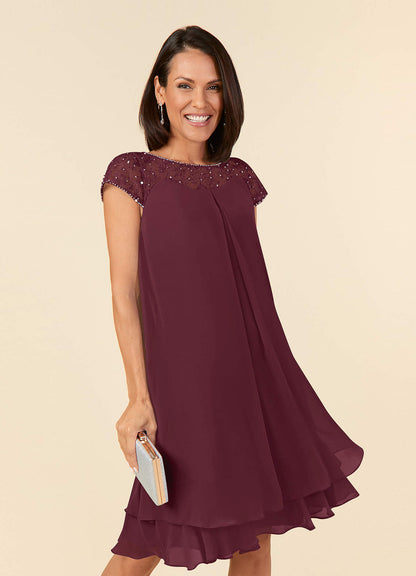 Cabernet Empire Sequins Chiffon Dress