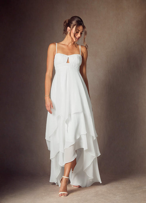 Diamond White A-Line Sweetheart Neckline Chiffon Dress
