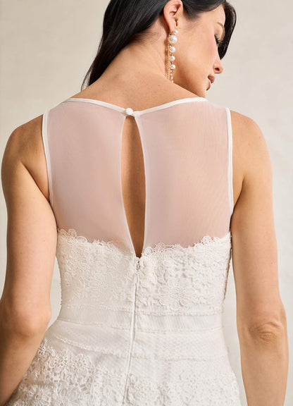 Diamond White A-Line Sweetheart Lace Tulle Dress