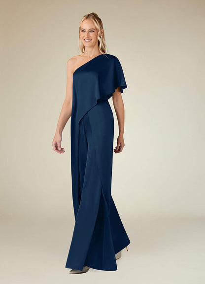 Dark Navy Jumpsuit/Pantsuit Stretch Satin Dress