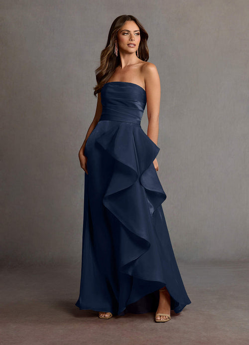 Manon Navy Handkerchief Gown  Dress