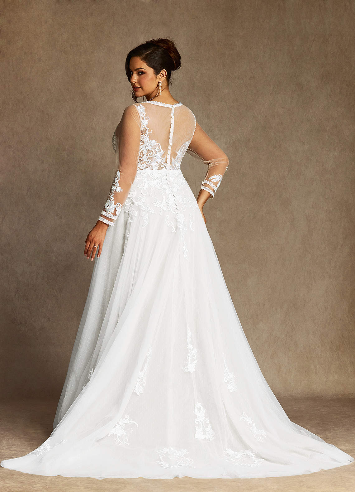 Diamond White A-Line Lace Tulle Dress