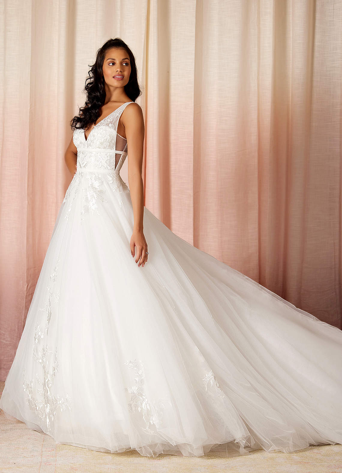 Diamond White A-Line Lace Tulle Dress
