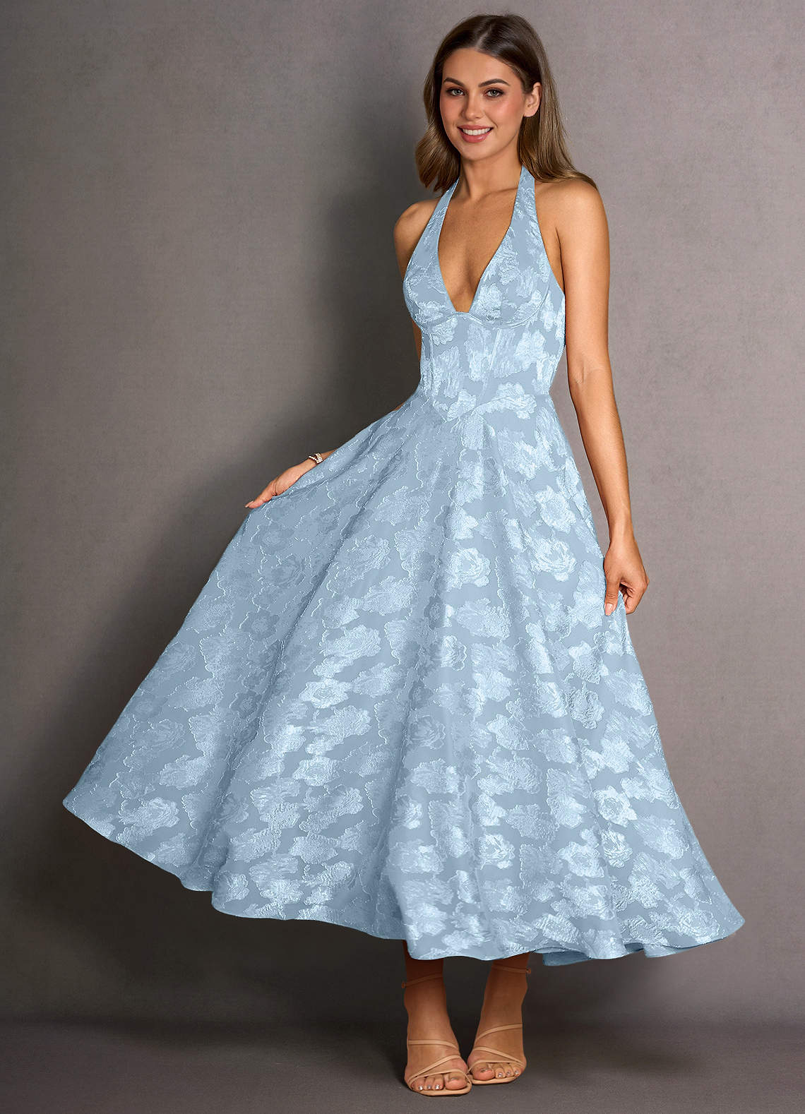 Isabeau Powder Blue Midi Dress  Dress