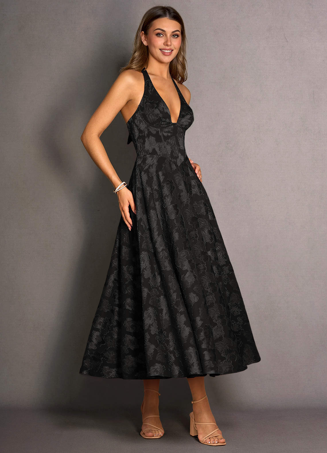 Isabeau Black Midi Dress  Dress