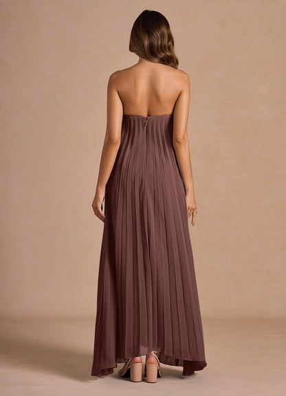 Nahla Mocha Coco Allover Pleated Maxi Dress  Dress