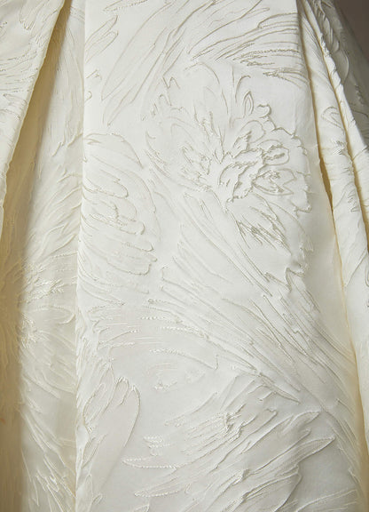 Antique White Ball-Gown Floral Jacquard Dress