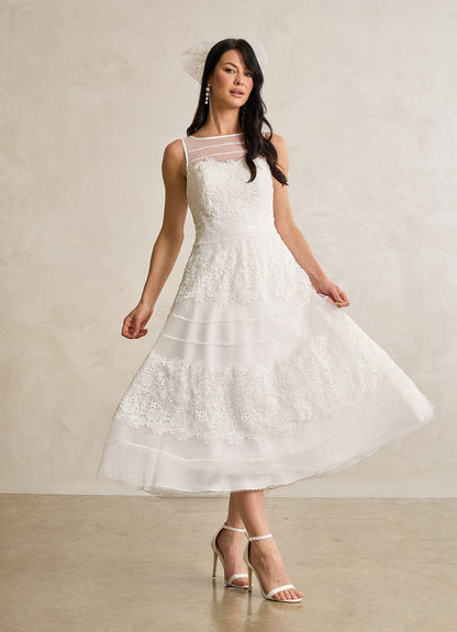 Diamond White A-Line Sweetheart Lace Tulle Dress