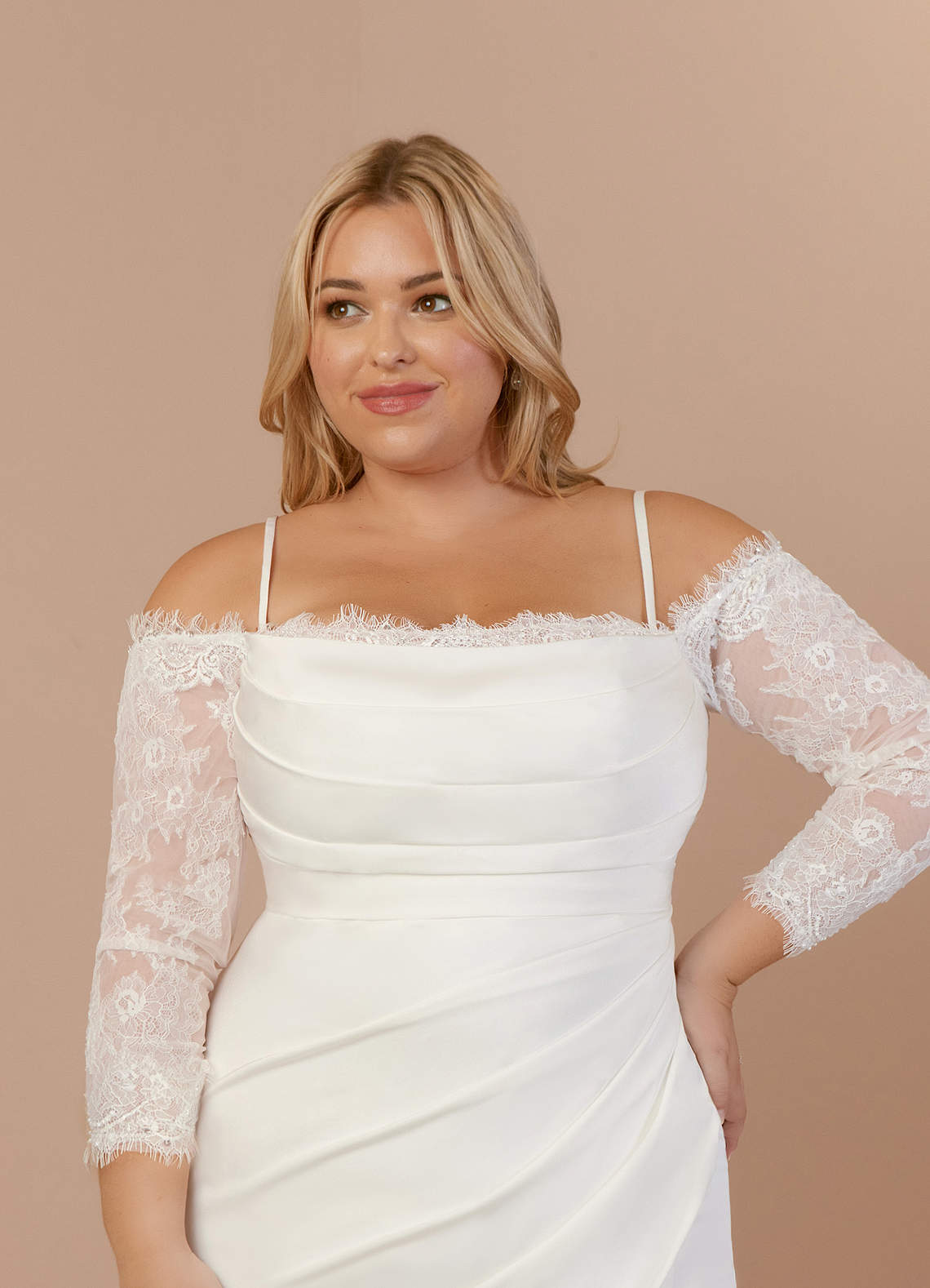 Diamond White Mermaid Sequins Crepe Back Satin Dress