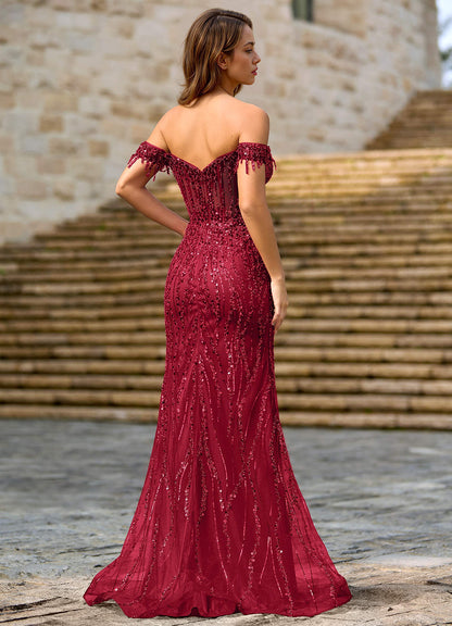 Zinanam Burgundy A-Line 3D Flowers Prom Dress