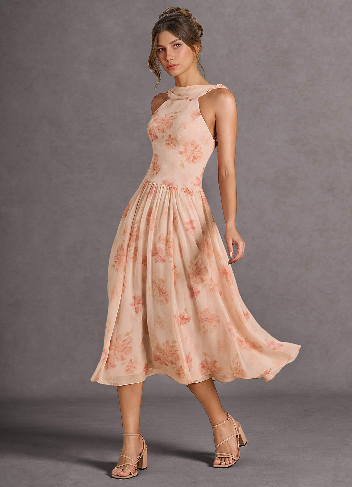 Rowan Peach Midi Dress