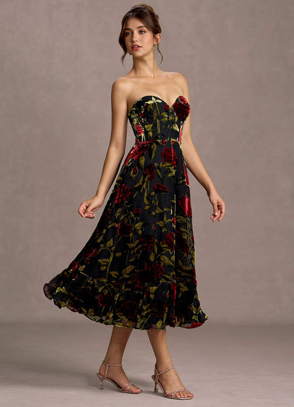 Zerina Black Multi Midi Dress  Dress