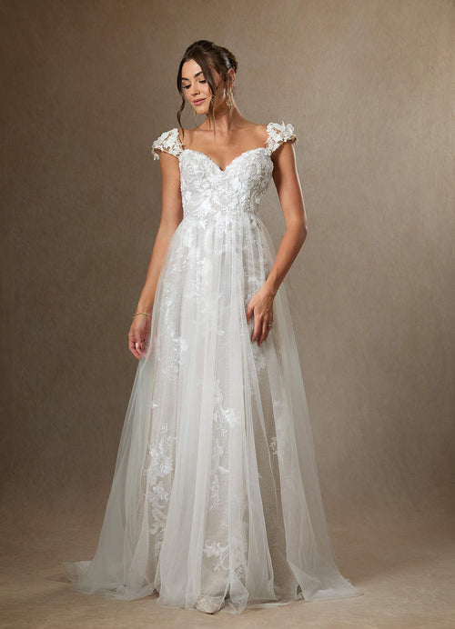 Diamond White A-Line Sweetheart Sequins Tulle Dress