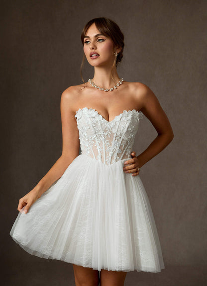 Diamond White Ball-Gown Off the Shoulder Lace Dress