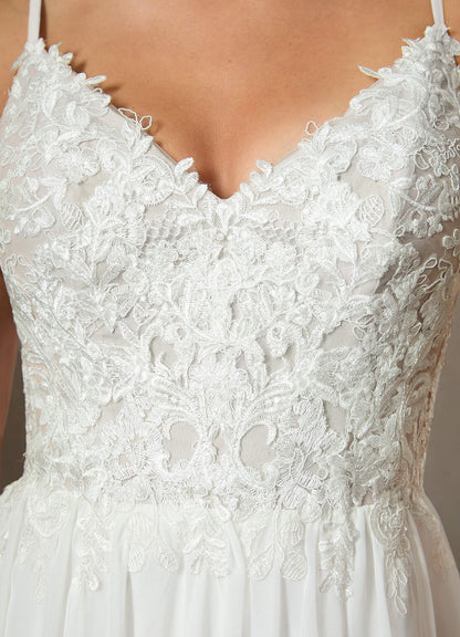 Diamond White A-Line Lace Chiffon Dress