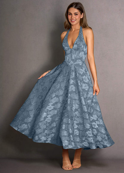 Isabeau Dusty Blue Midi Dress  Dress