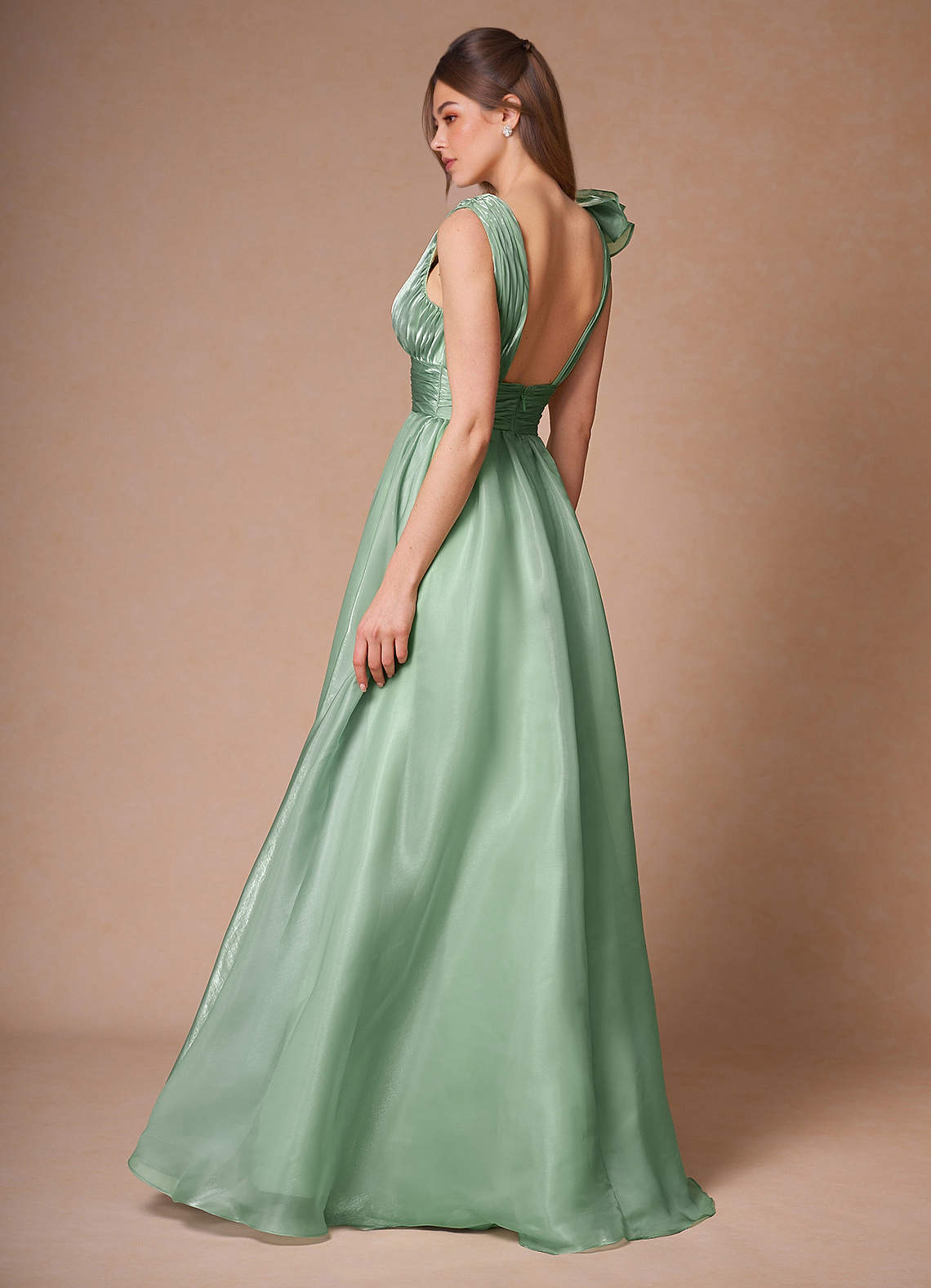 Vespera Sage Ruffles Gown  Dress