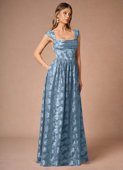 Hazel Dusty Blue Pleated Maxi Dress  Dress