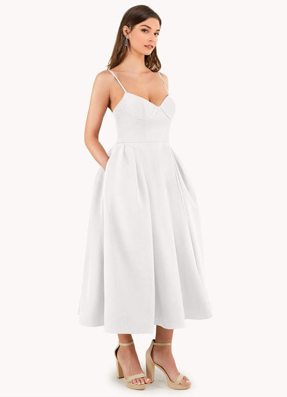 Doris White Strappy Midi Dress  Dress