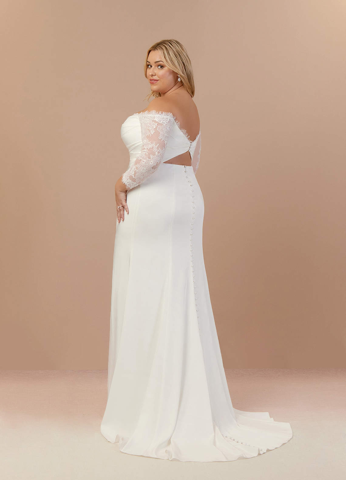 Diamond White Mermaid Sequins Crepe Back Satin Dress