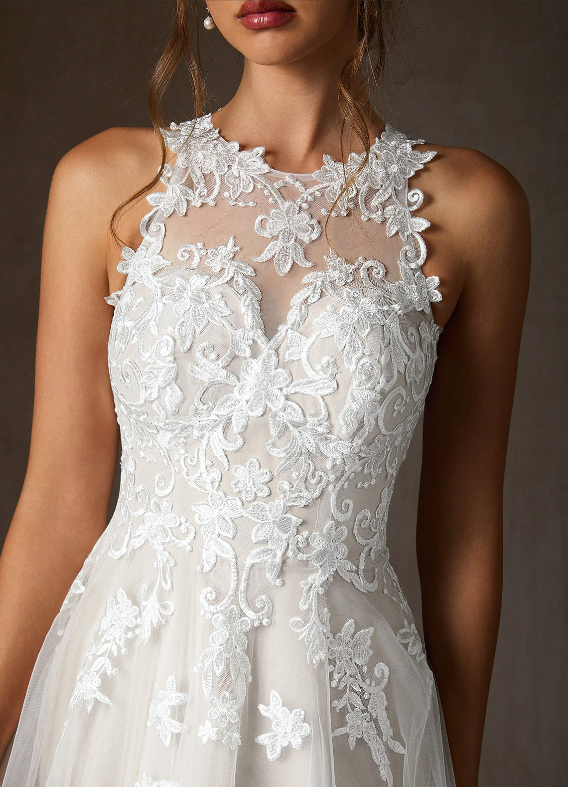Diamond White A-Line Sweetheart Lace Tulle Dress