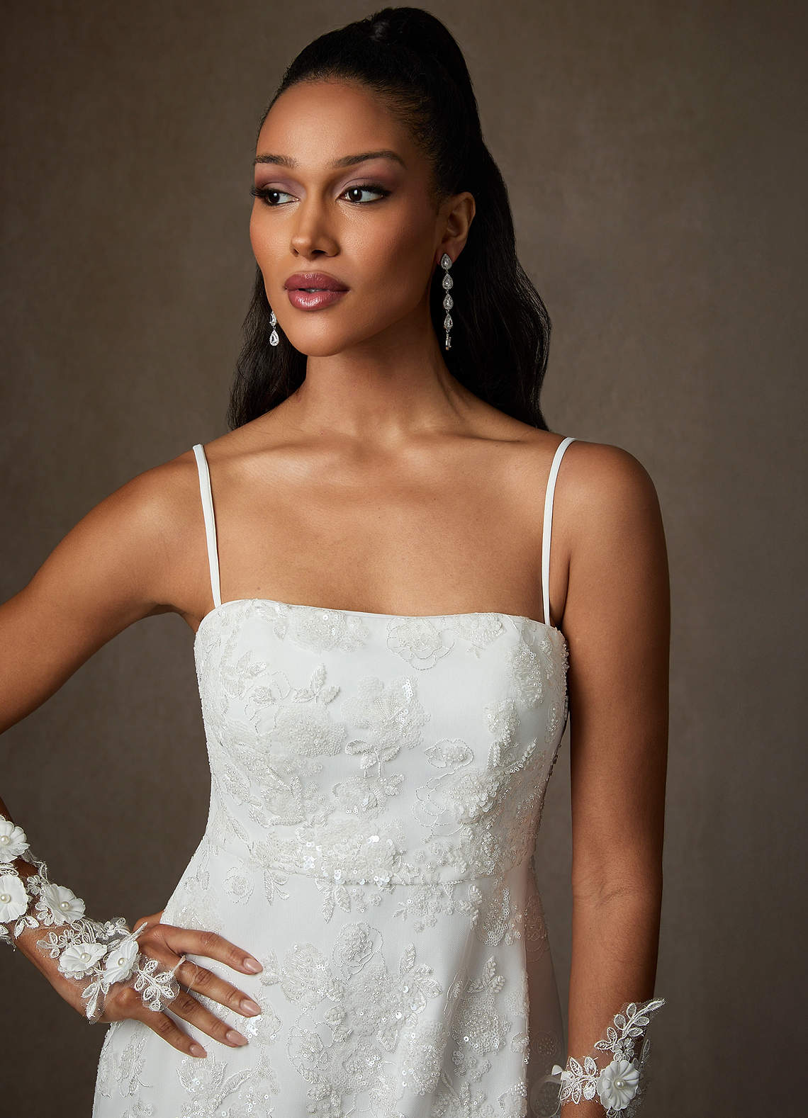 Diamond White A-Line Lace Dress