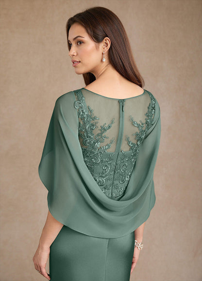 Eucalyptus A-Line Lace Stretch Satin Dress