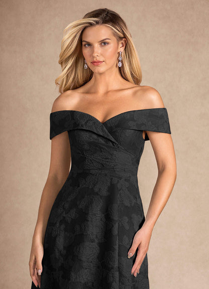 Black Jacquard A-Line Pleated Floral Burnout Dress