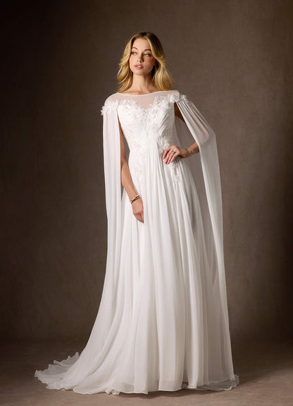 Diamond White A-Line Scoop Chiffon Dress