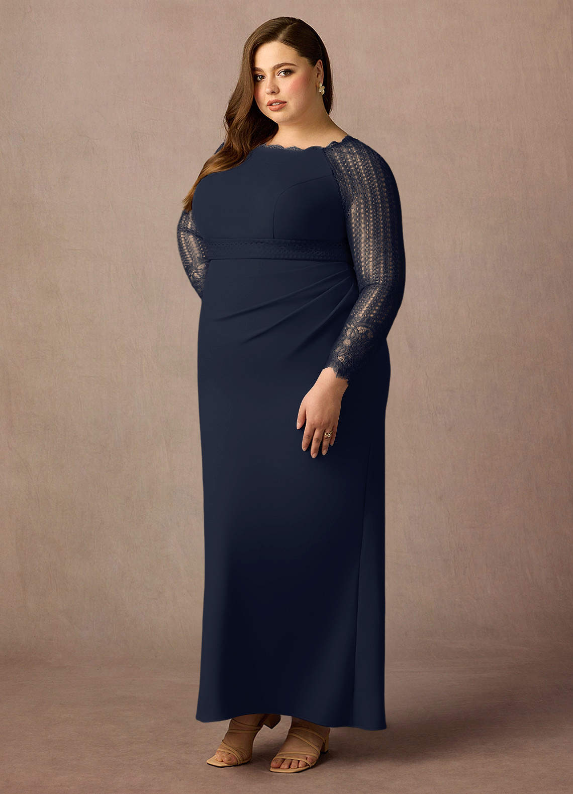 Dark Navy Sheath Lace Dress