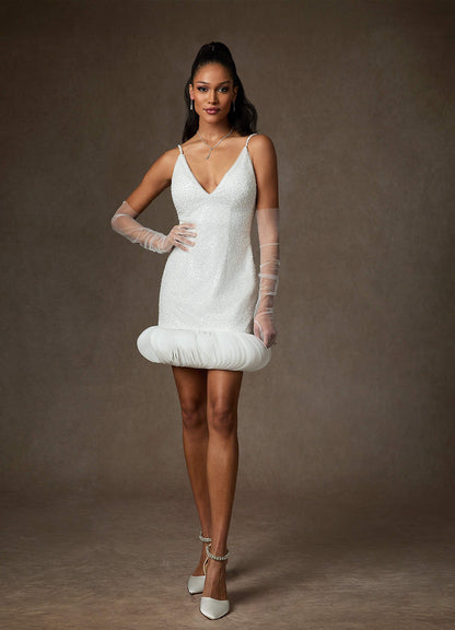 Diamond White Sheath Beading Dress