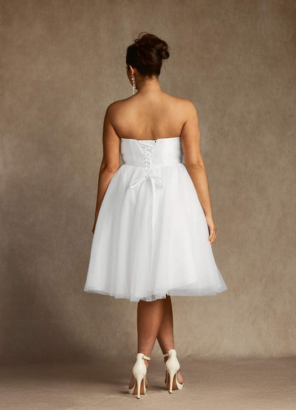 Diamond White A-Line Sweetheart Neckline Tulle Dress