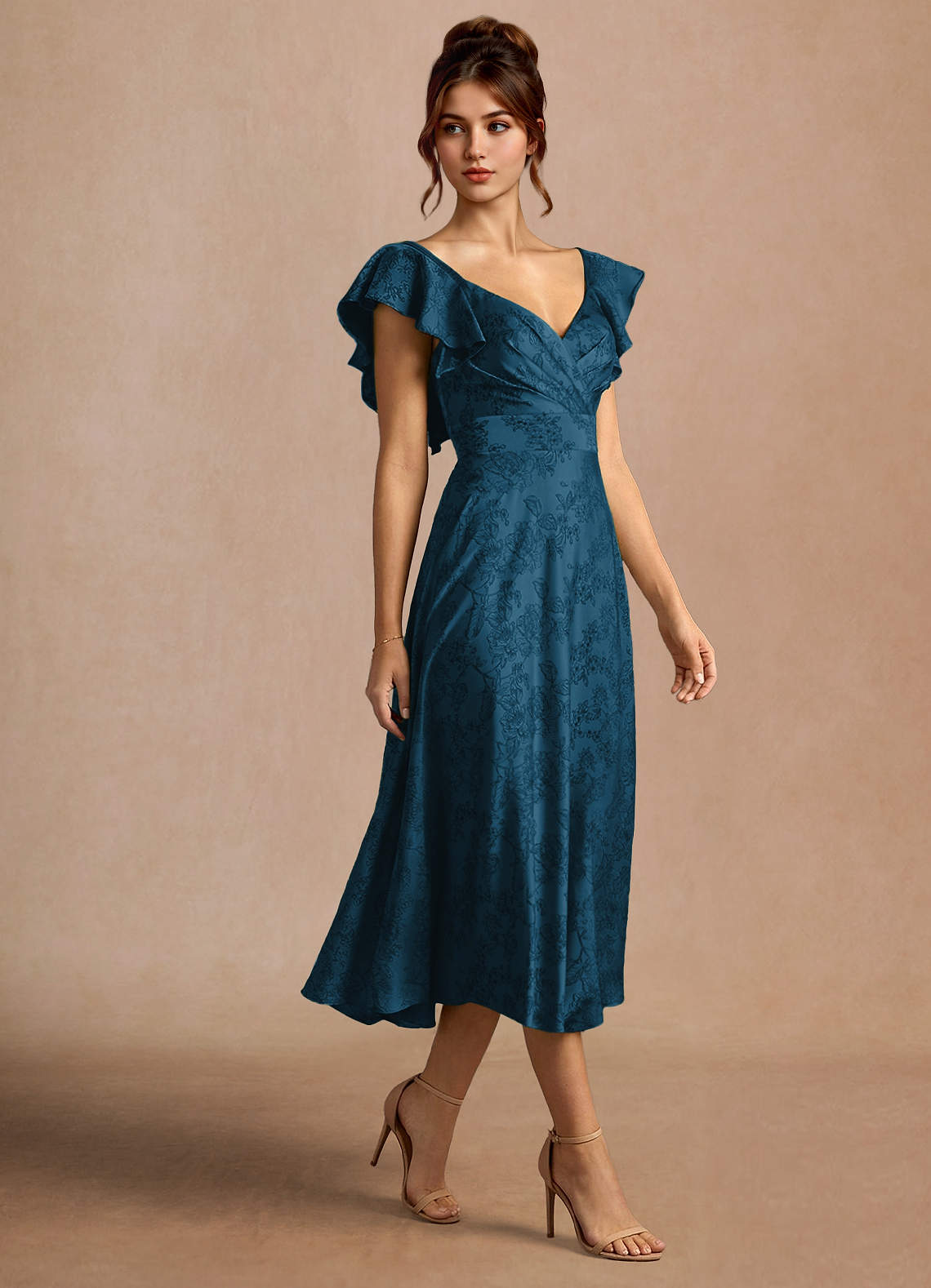 Leilani Navy Black Midi Dress