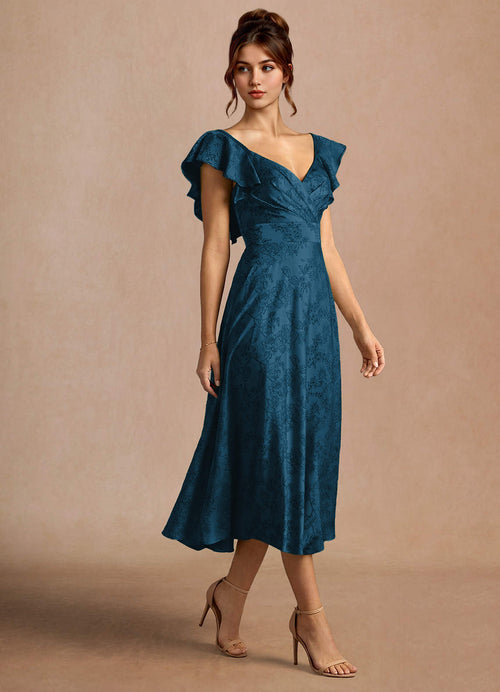 Leilani Navy Black Midi Dress