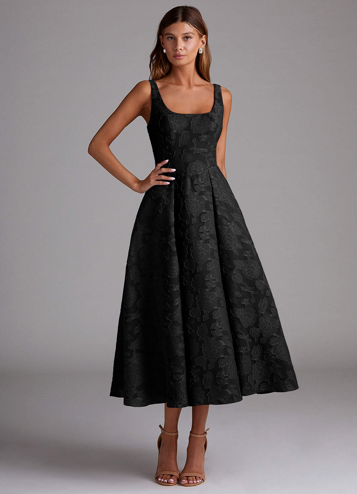 Amalie Black A-Line Midi Dress