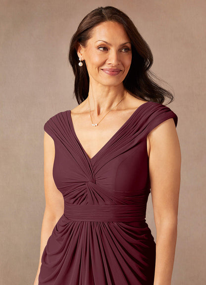 Cabernet Sheath Pleated Mesh Dress