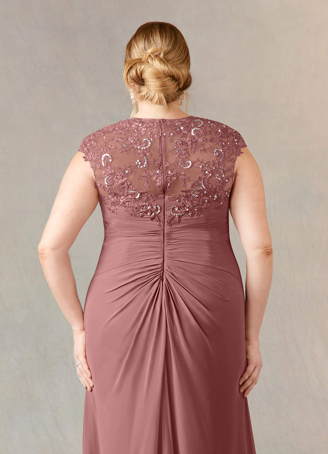 Desert Rose A-Line Queen Anne Sequins Chiffon Dress