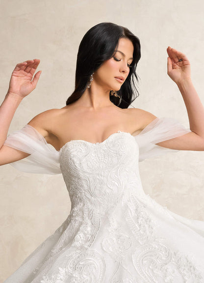 Diamond White Ball-Gown Sequins Tulle Dress