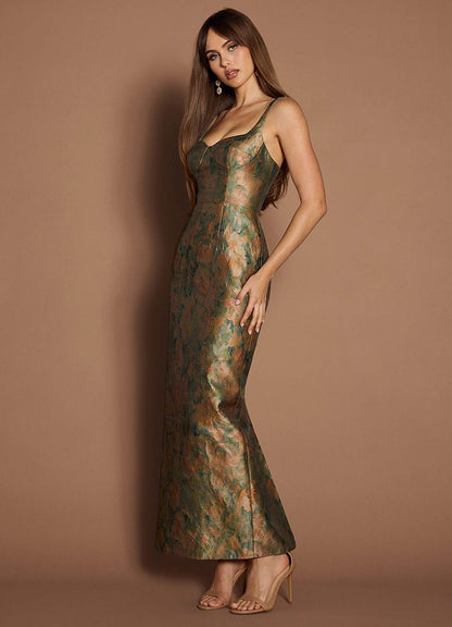 Christy Vintage Teal Maxi Dress