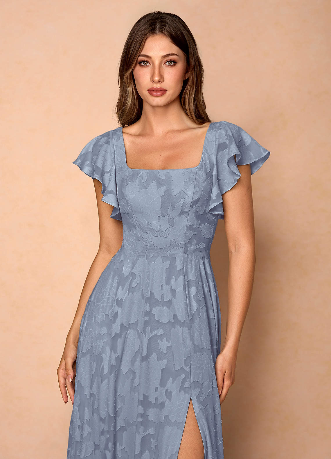 Anna Powder Blue Ruffled Maxi Dress