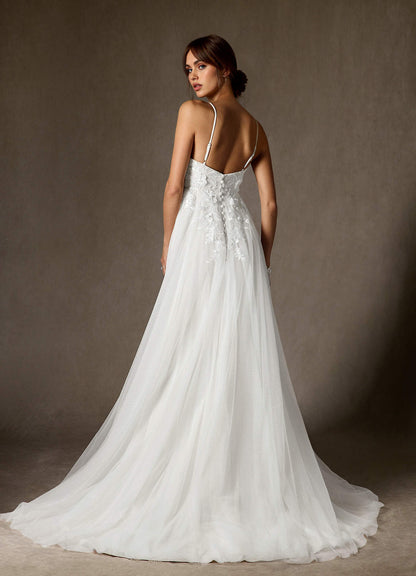 Diamond White A-Line Sequins Tulle Dress