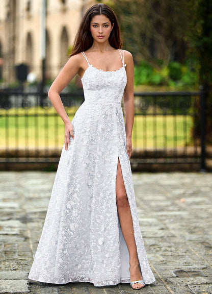 Magnolia Ivory Sequined Lace Flowers Prom Dress