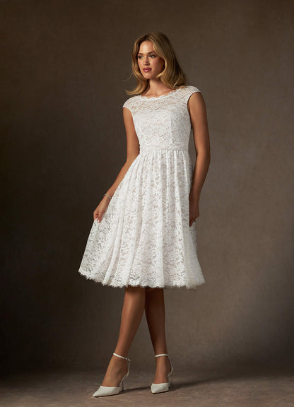 Diamond White A-Line Lace Dress