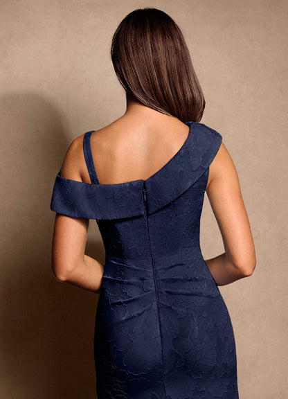 Dark Navy A-Line Pleated Floral Burnout Dress