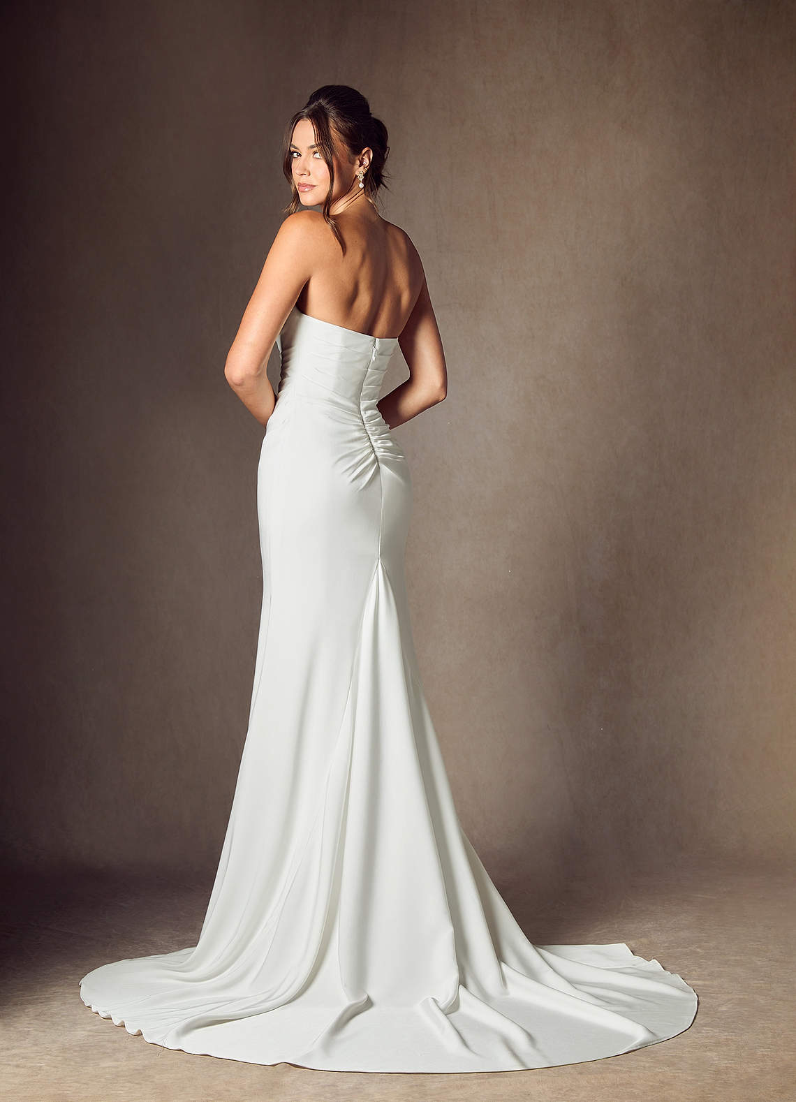 Diamond White Mermaid Strapless Crepe Back Satin Dress