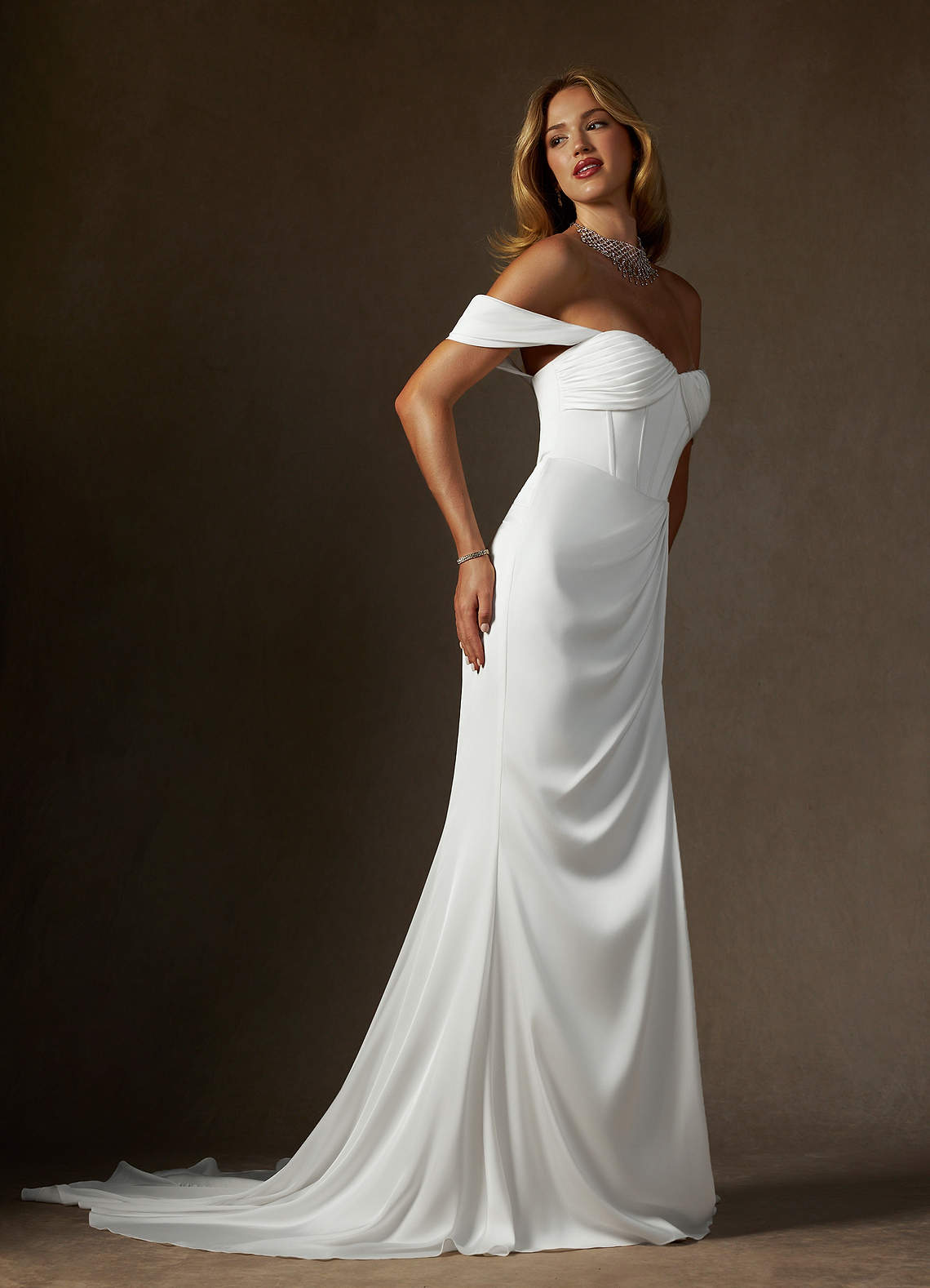 Diamond White Mermaid Strapless Stretch Satin Dress